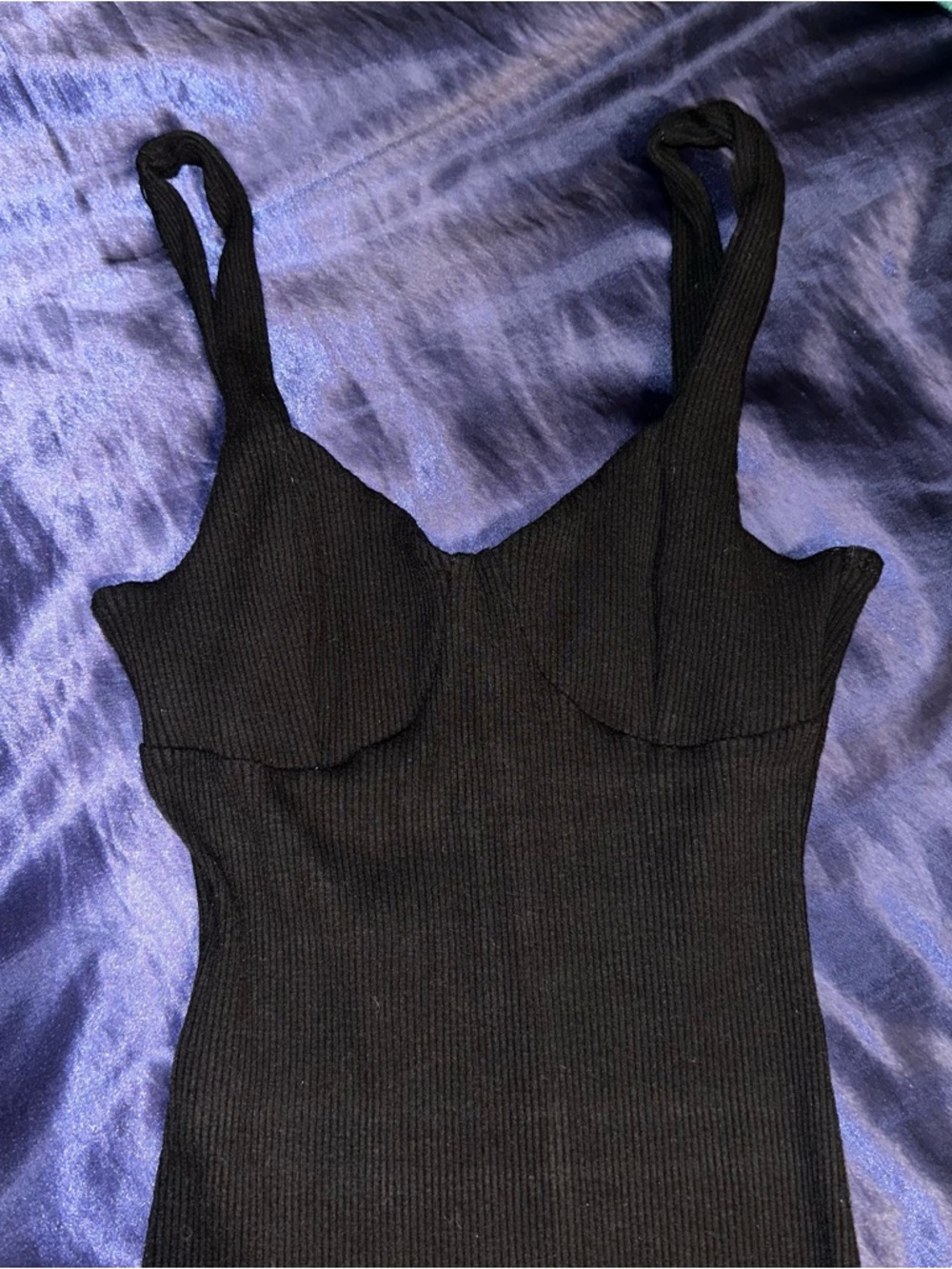 Black Ribbed Romper - Picture 2 of 4